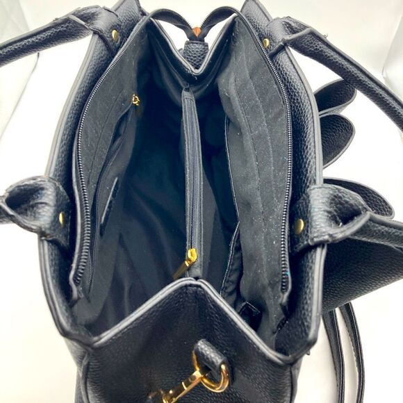 Crossi Bow Black Pebbled Crossbody/Hamdbag - Picture 6 of 10